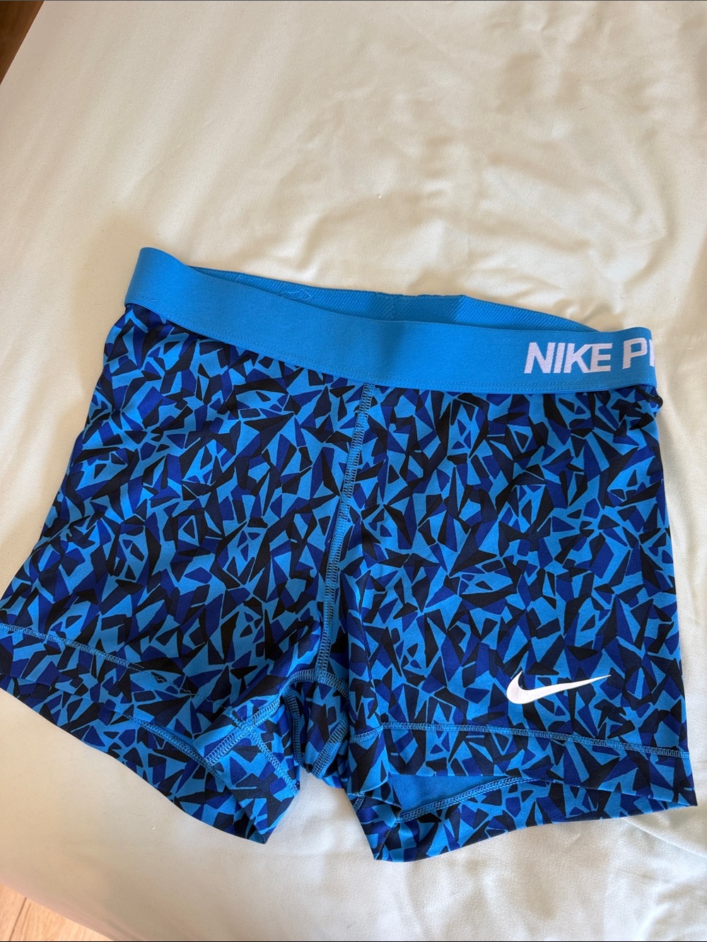Nike Blue Geometric Print Compression Shorts